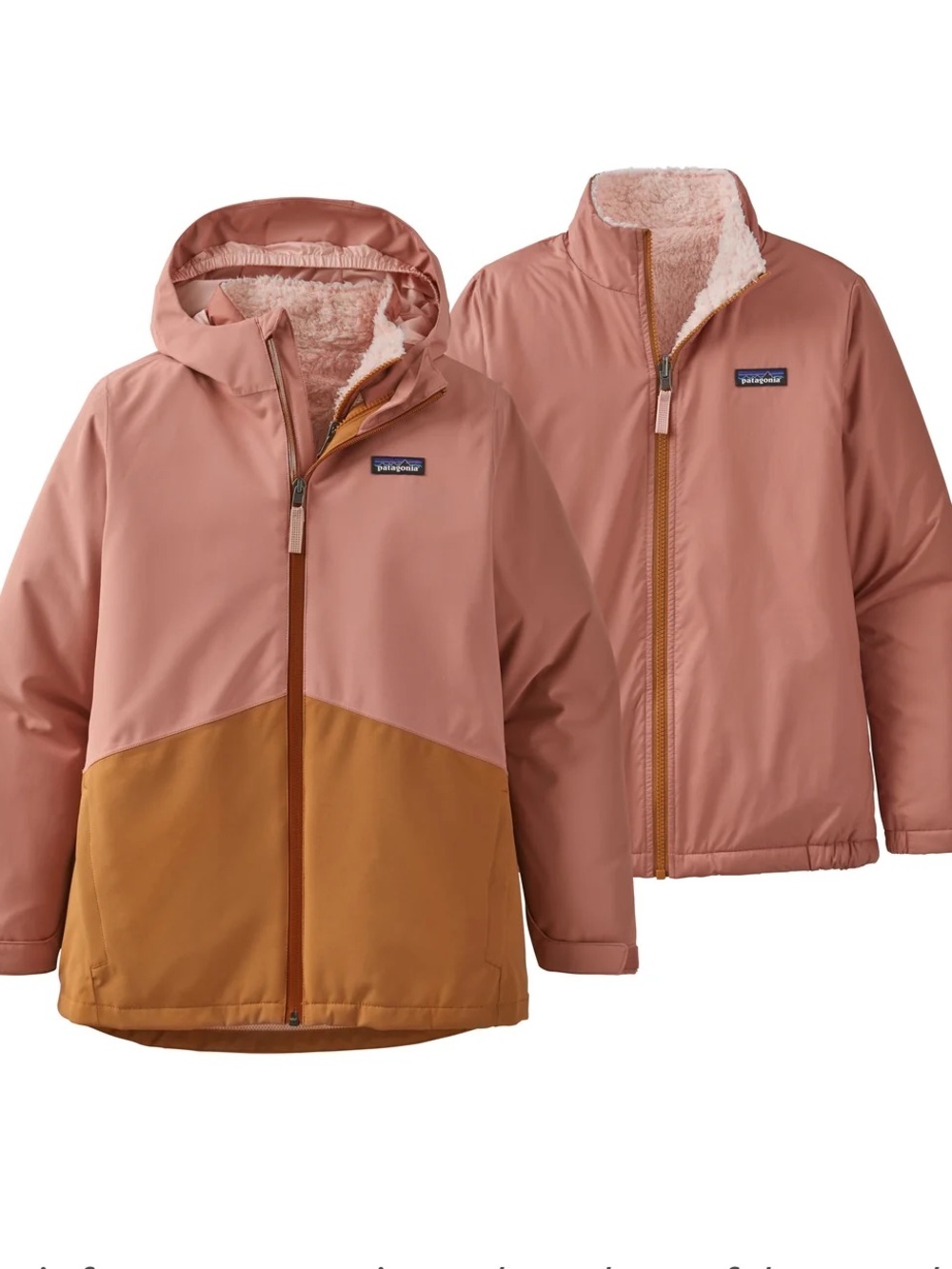 Patagonia Girls 4 in 1 Reversible Everday Jacket - Rose Pink & Brown SIZE XXL